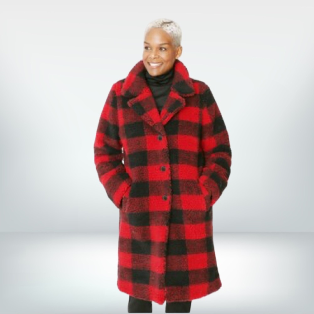 Regal Furs Red/Black Fur Fur Teddy Coat 1XL